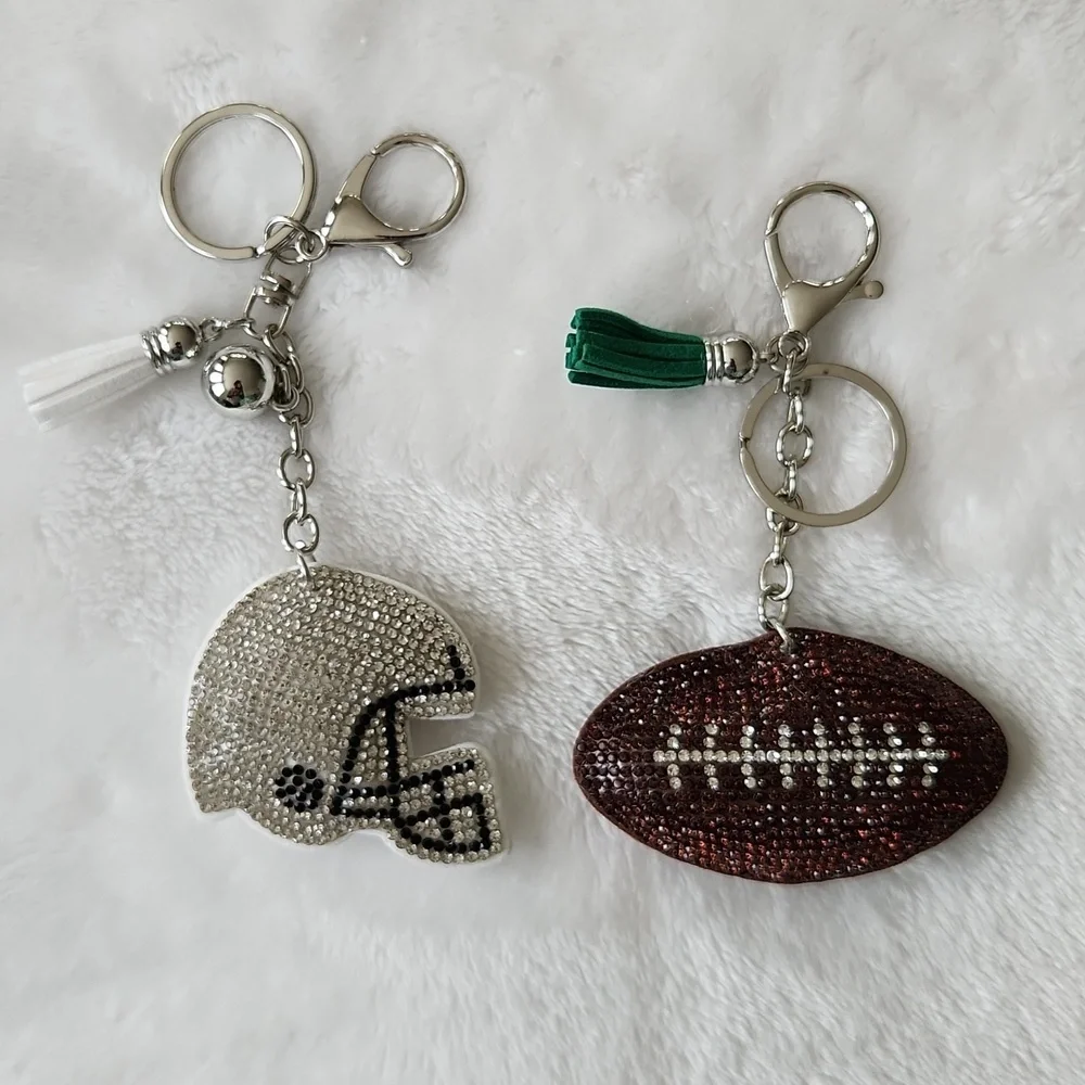 Philadelphia Eagles Football Silver Helmet Keychain Set Bag Charm